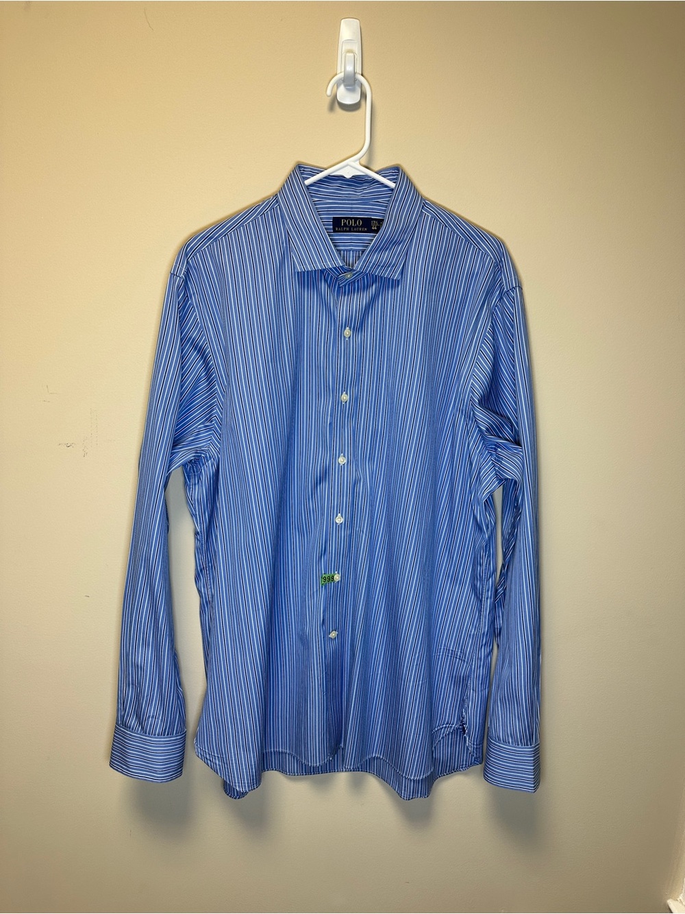 Polo by Ralph Lauren Blue and White Striped Dress Shirt 17 1/2 XL